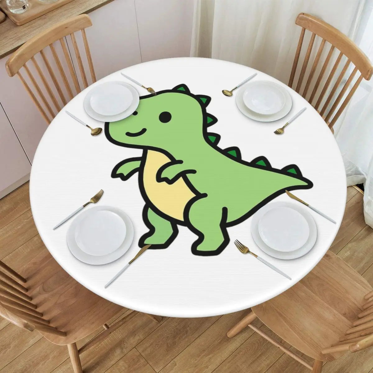 T Rex Waterproof Round Tablecloth Oilproof Table Cloth for Kitchen Events Dining Table Cover