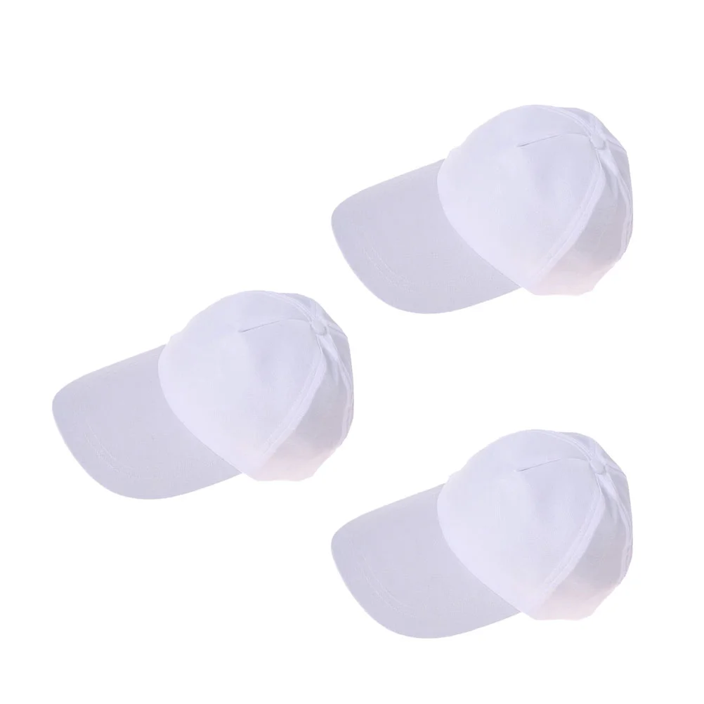 3 Pcs Cotton Baseball Hat Blank White Cap Bulk Stylish Blank Peak DIY Painting Hats Unisex