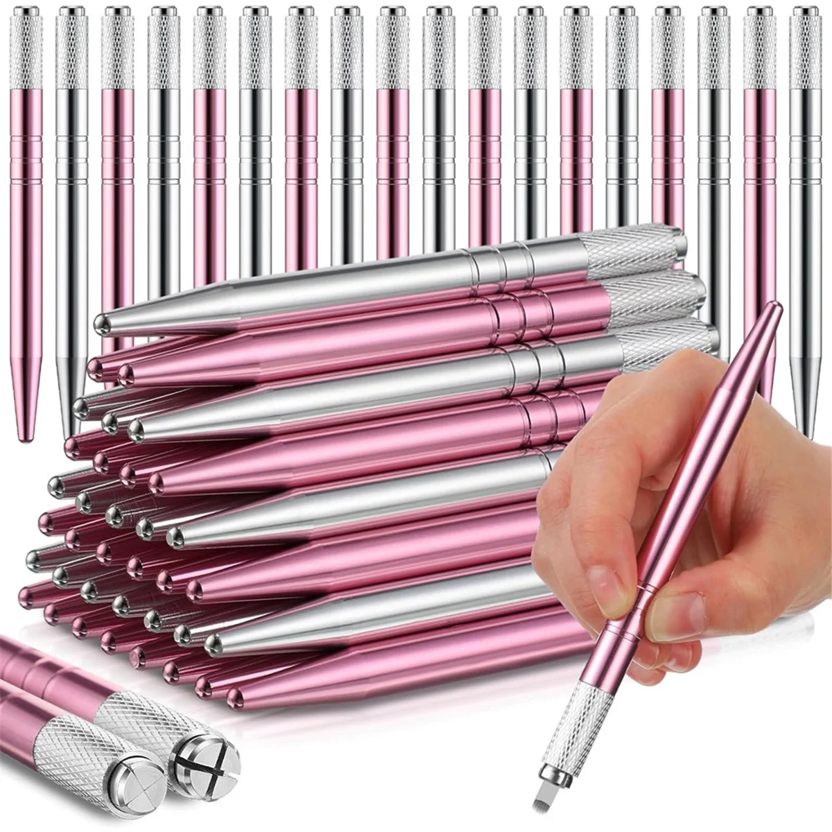50 stylos de Microblading crayons à sourcils manuels fournitures de Microblading outils à main de Microblading en aluminium pour les cosmétiques A