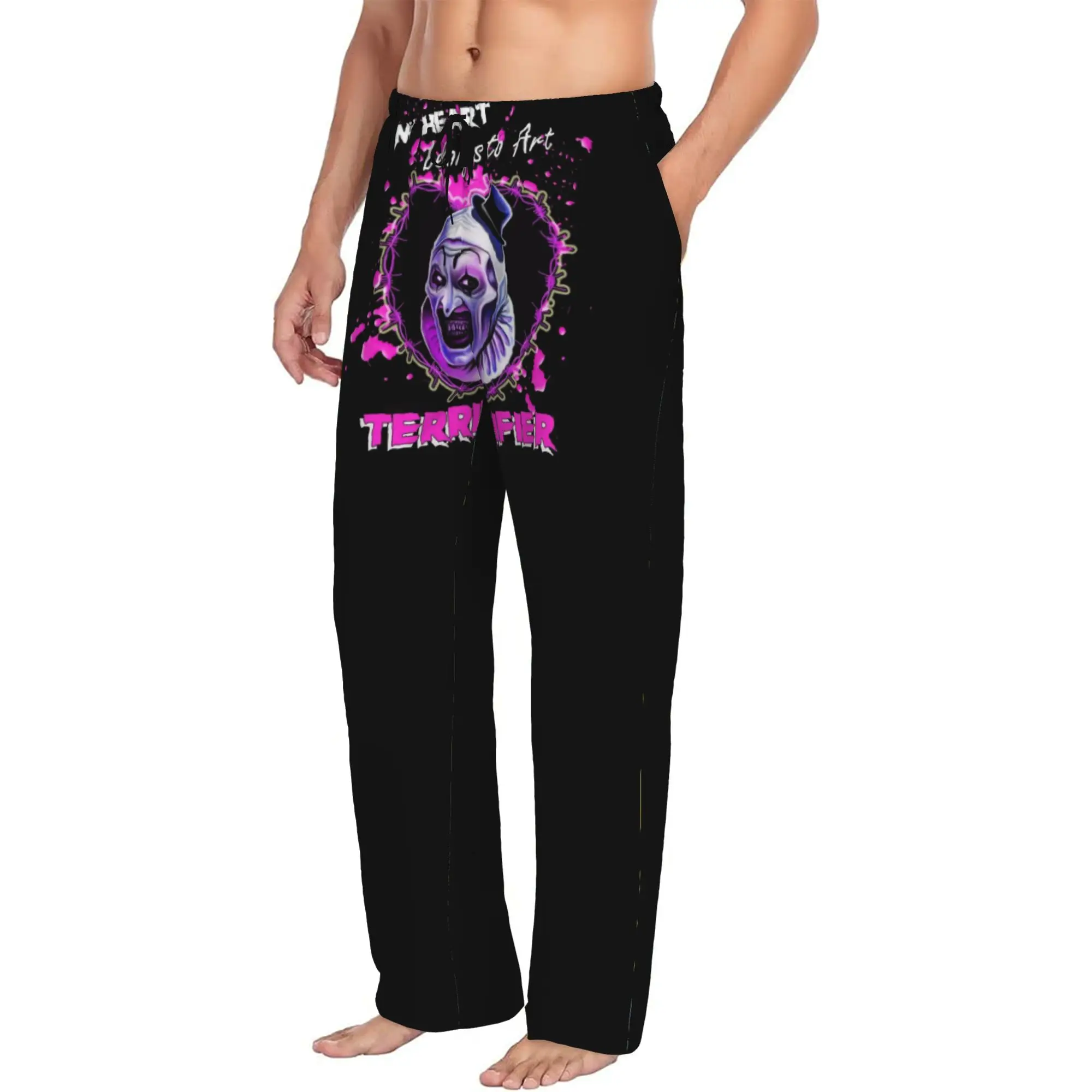 Custom T-Terrifiers Happy Holliday Halloween Pajama Pants Men's  Sleepwear Lounge Sleep Bottoms Stretch with Pockets