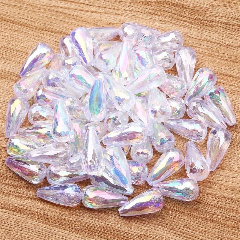 50pcs/lot 10x19mm Transparent ABS Water Drop Beads Faceted Acrylic Loose Spacer Beads For Jewelry Making Diy Bracelet Necklace