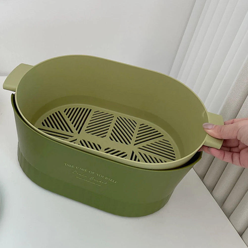 

Fruit Strainer Double Layer Drainer Basket Washing Container Multi-functional Kitchen Basin Draining