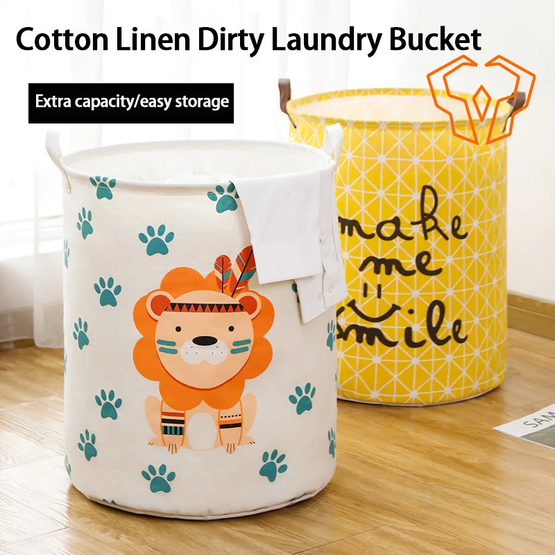 

Cotton Cloth Dirty Clothes Bucket Household Dormitory Dirty Clothes Basket Folding Toys Storage Basket Home