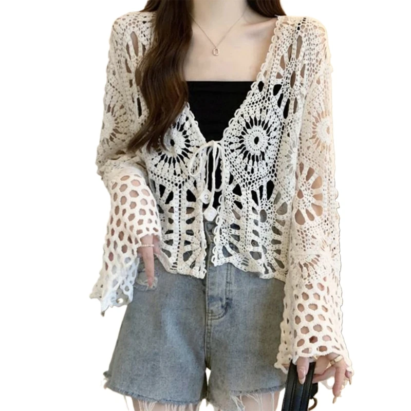 Casual Yet Elegant Women's Knitted Outerwear Breathable Cotton Long Sleeve Top