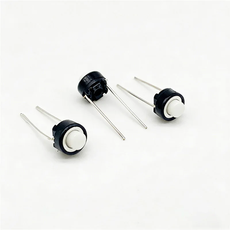 10/20/50/100 Stück 6x6x5mm DIP Taktiler Drucktastenschalter 2-Pin Runder Knopf Mikro-Tastschalter Weiß Schwarz für DIY-Leiterplatten – Detail 6