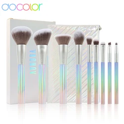 Docolor-conjunto de pincéis de maquiagem, 9pcs, para base, pó, mistura, rosto, sombra, com saco