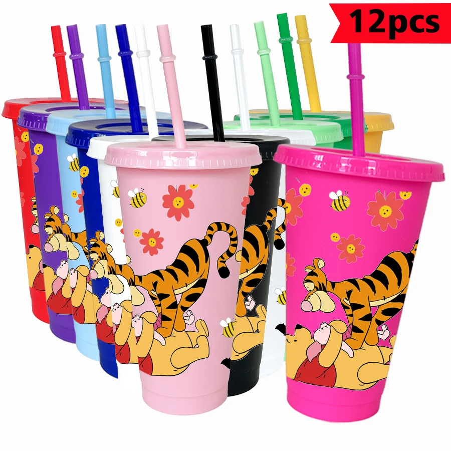 12 قطعة/الحزمة ديزني ، ويني ذا بوه ، النحلة 26 أوقية كوب بلاستيكي ملون حفلة عيد ميلاد أواني الشرب عصير فنجان القهوة
