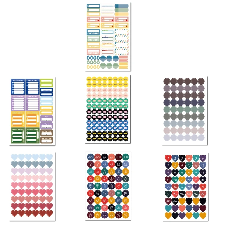 

Colorful Planner Stickers Aesthetic Mini Icons Adhesive Decorative Decals for Scrapbooking Paper Journaling Card