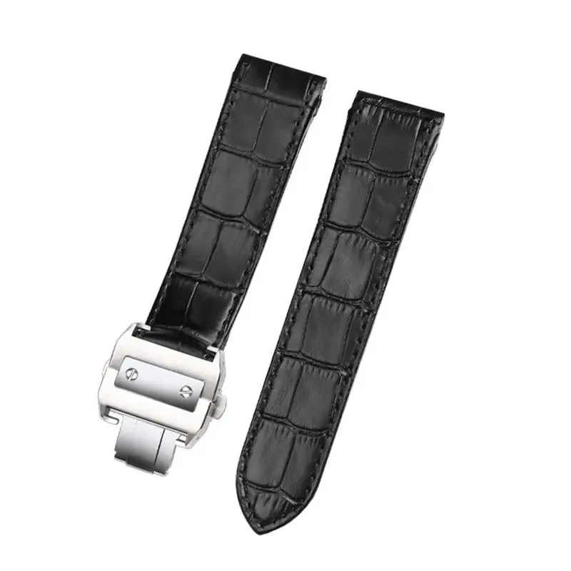 

BEFIA Genuine Leather watch strap For cartier Santos Santos 100 men and women leather Watchband 20mm 23mm