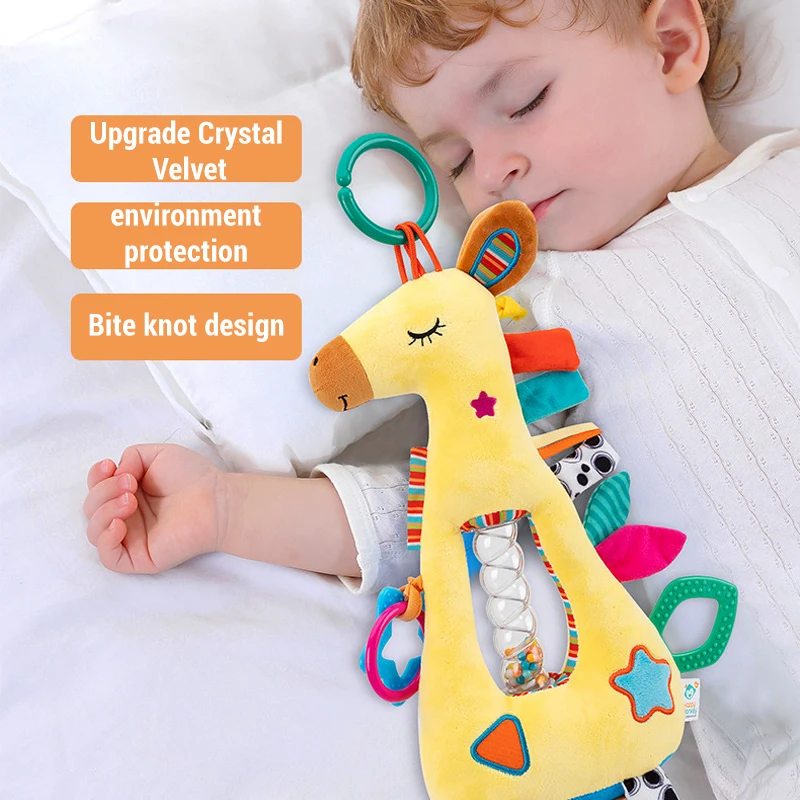 Nieuwe Baby Handheld Mobiles Cartoon Dierenbel Speelgoed Baby Grip Training Wieg Bel Kinderwagen Zintuiglijke Giraffe Interactie Speelgoed Cadeau