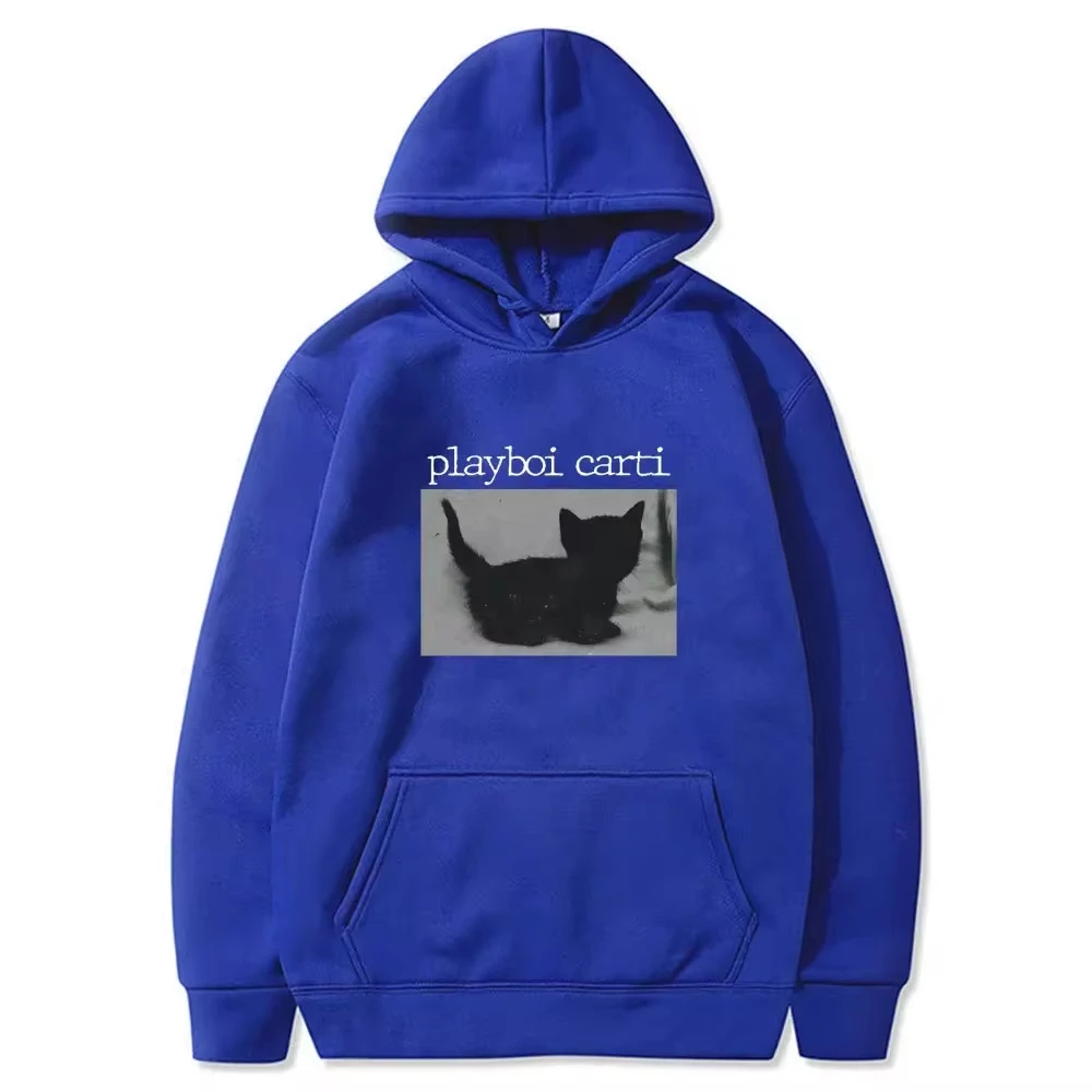 Playboi Carti Oversize Hip Hop Hoodie Cute Cat Print Hoodies Cotton Sweatshirt Fashion Mens Tops Women Winter Streetwear Clothes