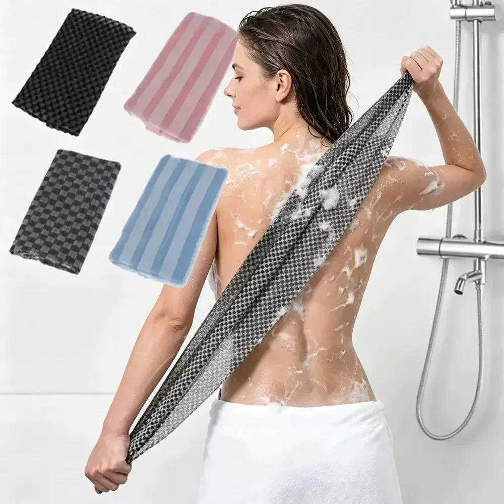 Double Sided Exfoliating Back Scrubber Strap, Long Shower Body Scrub Belt Towel for Deep Skin Cleaning﻿