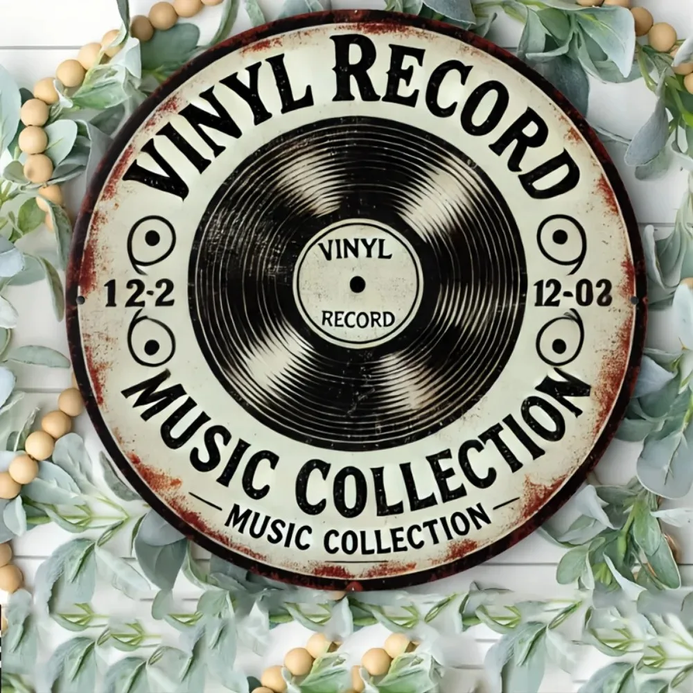 Vintage Schallplatten-Metallschild Retro Musik Wanddekoration für Zuhause Büro Studio