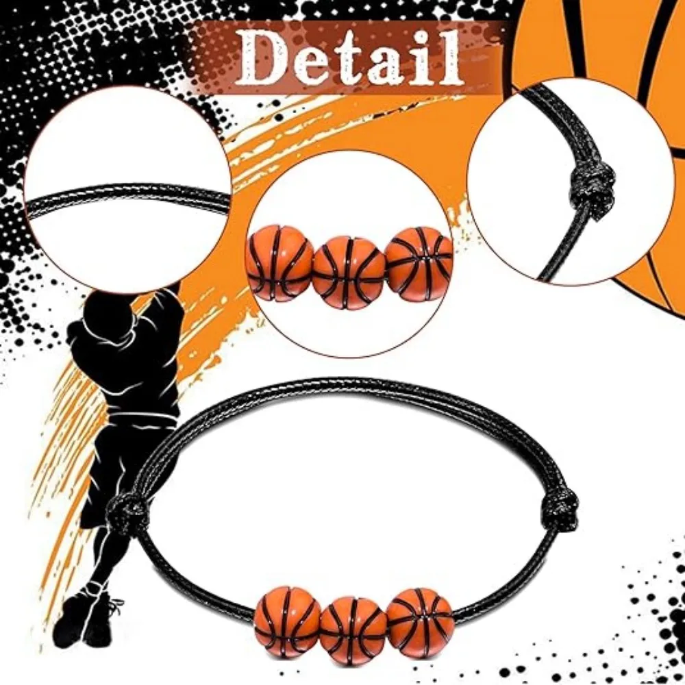 10pcs Sports Party Gift Bracelets - Adjustable Beaded Ones (Football/Basketball/Baseball/Volleyball) & Inspirational Wristbands view 4