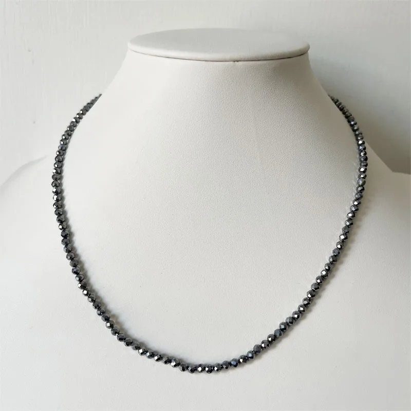 Faceted 4mm Terahertz Necklace Gemstone Tera Hertz THz Blood Healing Power Gem Festival Woman Gril Jewelry