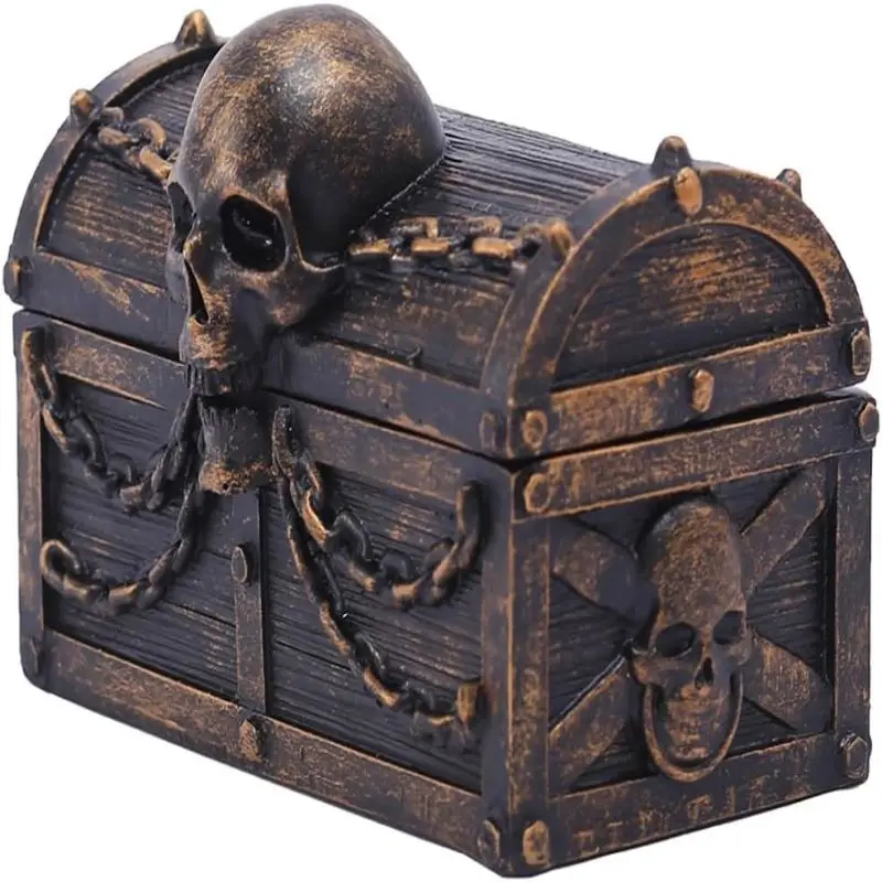 Vintage Skull Pirate Treasure Chest Pirate Treasure Chest Desktop Decoration  Skull Treasure Chest Jewellery Gift Organiser