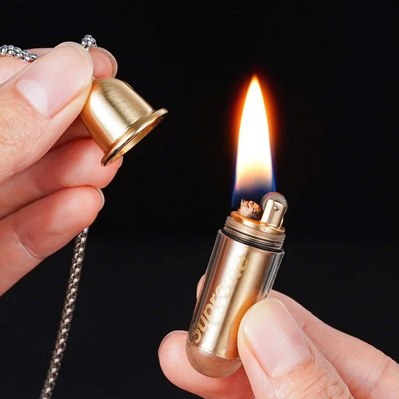 Mini Capsule Lighter Machine Compact Necklace Kero sene Lighter Outdoor Portable New Unique Igniter Cross Border Wholesale