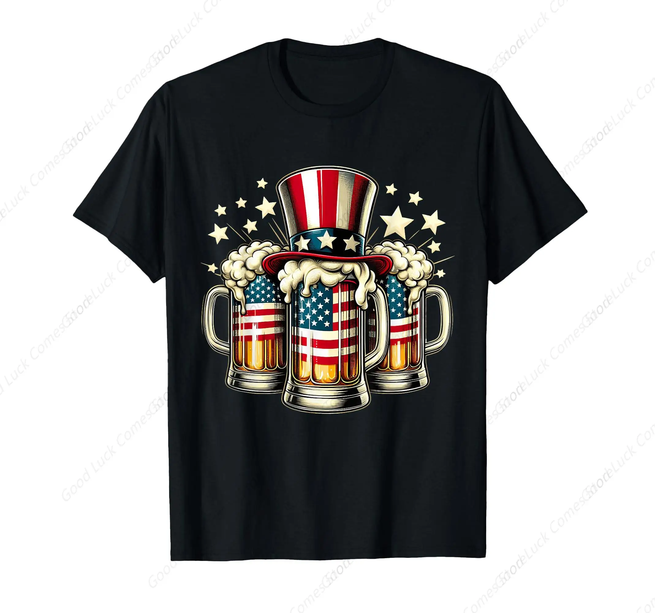 

Beer American Flag USA 4th of July Party Drinking Men Women T-Shirt