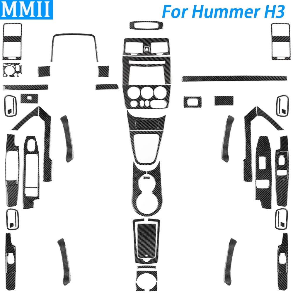 

For Hummer H3 2006-2010 Carbon Fiber Gear Shift Air Outlet Window Lift Door Handle Water Cup Holder Suit Car Interior Sticker