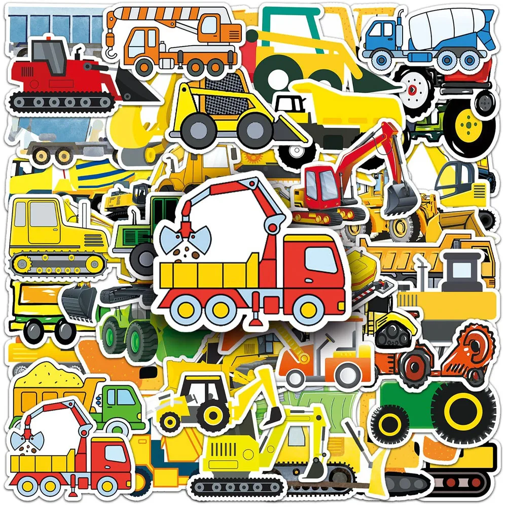 

50pcs Engineering vehicleTruck Graffiti Sticker Waterproof Luggage Laptop Scooter Water Cup Refrigerator Stickers