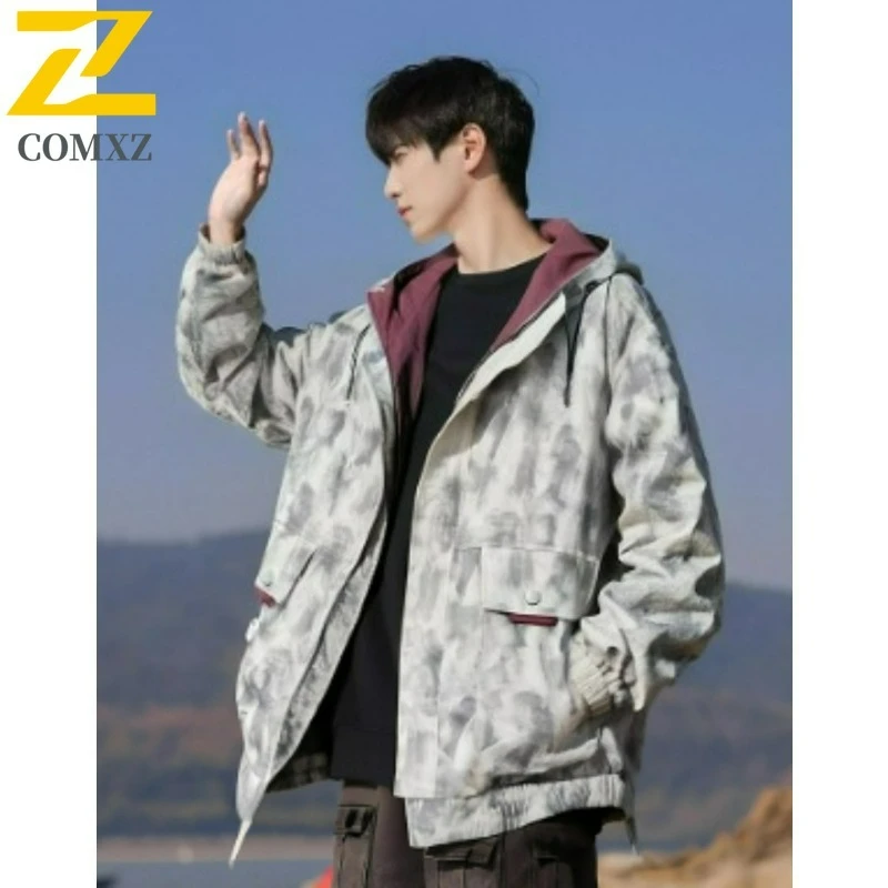 

COMXZ Men Jacket Waterproof Windproof Comfortable Outdoor Climbing Travel Coat Wear Resistant Adventure Windbreaker Jacket