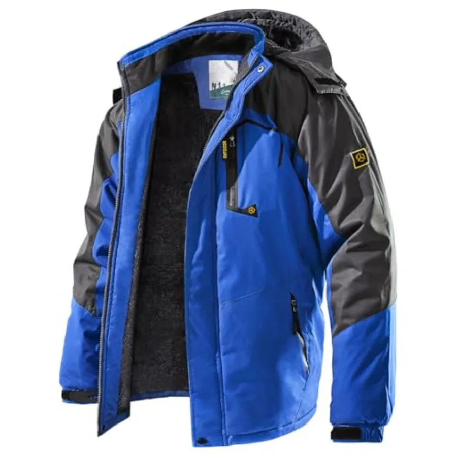 

Men's Winter Ski Jacket Warm Fleece Waterproof Outdoor Mountain Hiking Windbreaker Hooded Snow Rain Coat