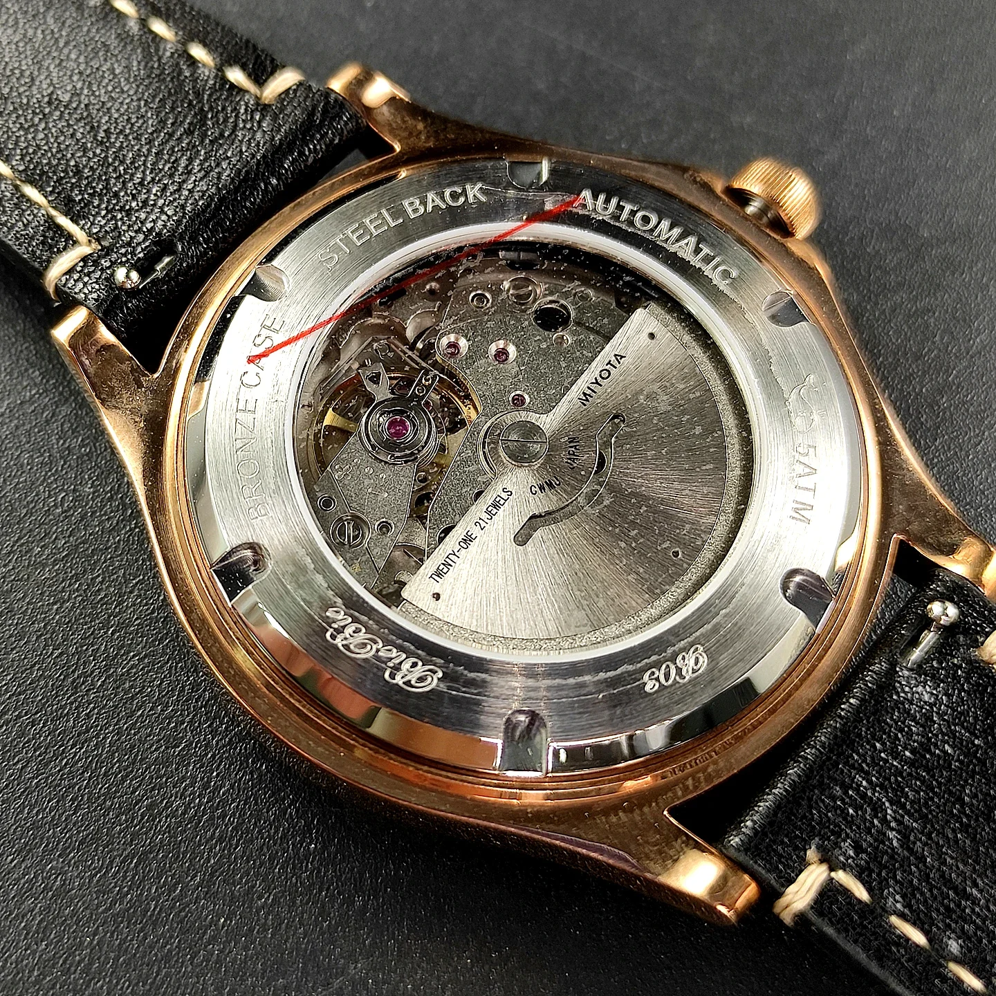 Vakuy New 40mm Bronze Material Watch Case Sapphire Crystal Vintage Automatic Movement Mechanical Watch  Waterproof Reloj Miyota