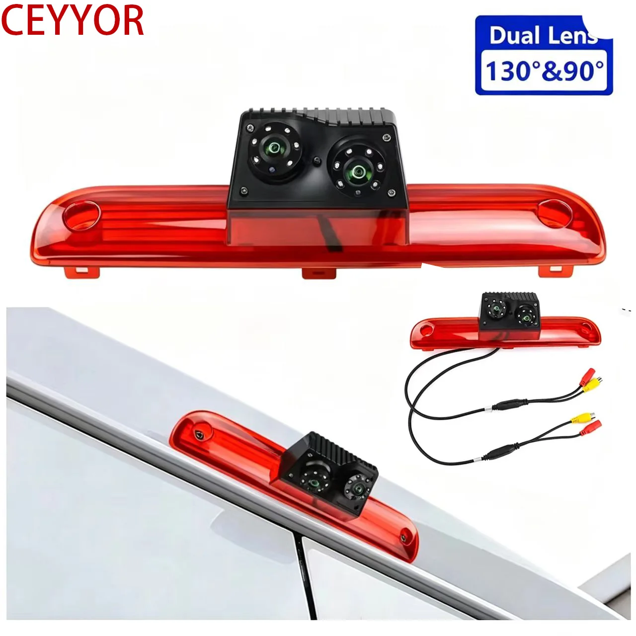Dual Lens Brake Light HD Reversing Camera Twin Adjustable Angle Lens for Peugeot Boxer/Fiat Ducato/Citroen Relay Van