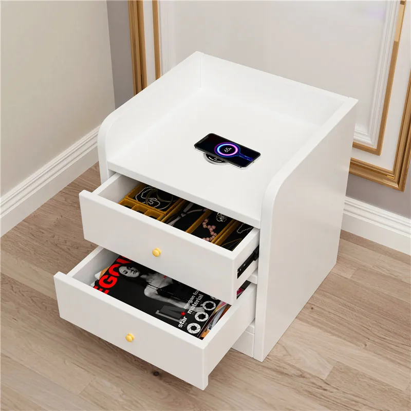 Modern mobile phone wireless charging night stand bedside table charger inside with wireless charging