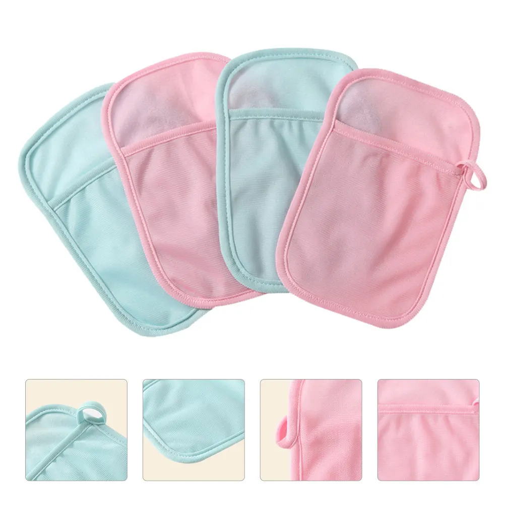 

4Pcs Baby Bath Mitt Soft Cotton Polyester Infant Shower Washcloth Thumb Ring Comfortable Gentle Scrub Reusable Baby Supplies
