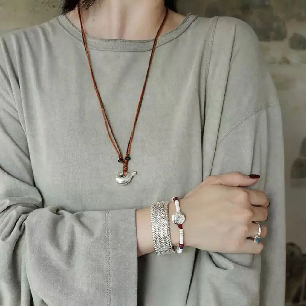 Withered Knitted necklace, retro style basket pendant, sweater chain Jewelry Necklace Necklaces For Women