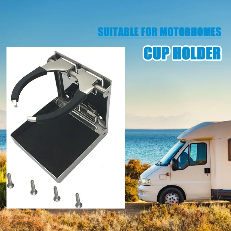 Boat Accessories Stainless Steel Folding Cup Drink Holder for Marine Yacht Truck RV Elevating Desk Drink Holder Ashtray Cup view 4