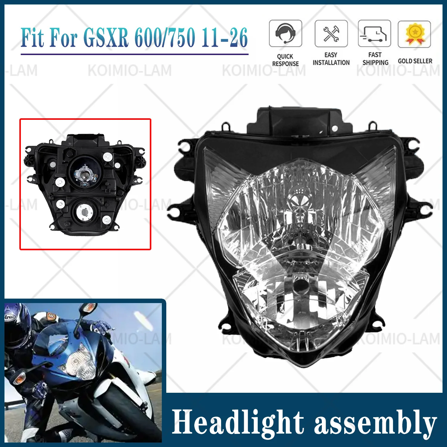 For Suzuki GSXR600 GSXR750 2011 - 2026 K11 Motorcycle Headlight Assembly Headlamp Light