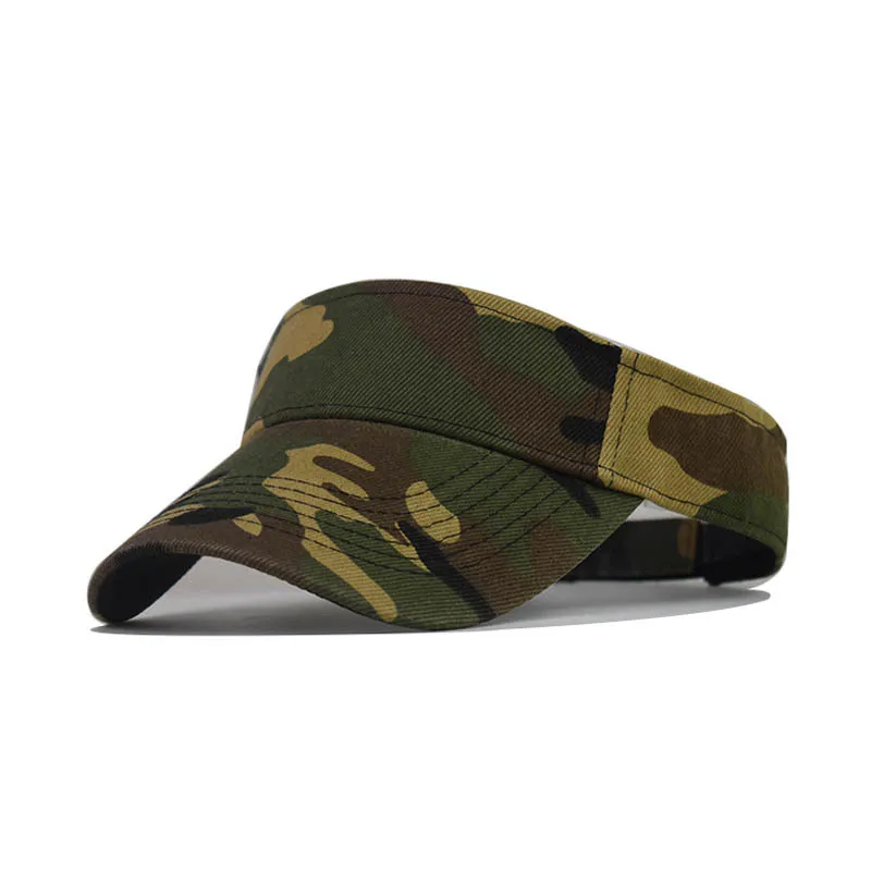 Men\'s Camouflage Summer Sun Hats Tactical Army Empty Top Visor Cap Women Adjustable Outdoor Sports Cycling Tennis Cap Beach Hat