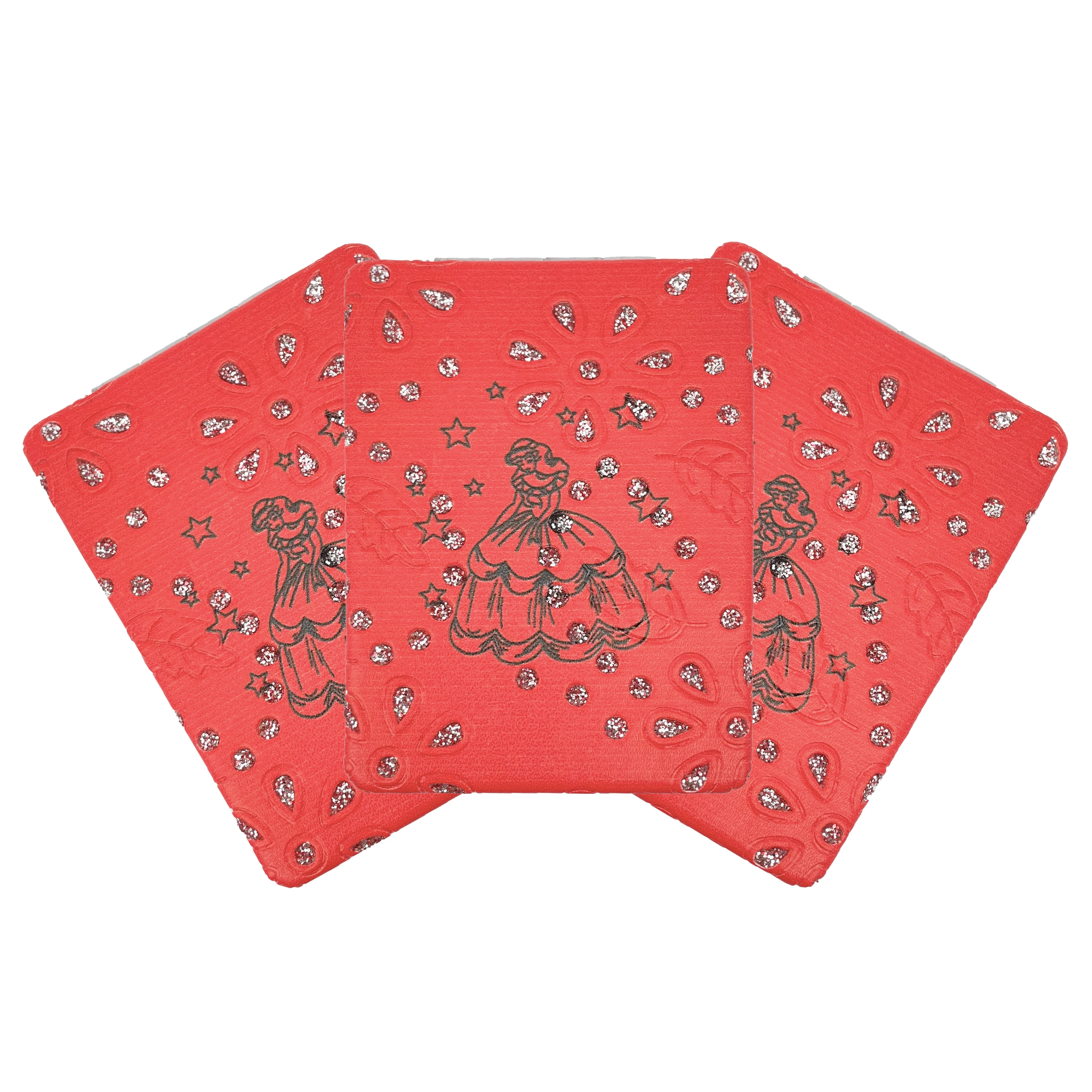 Sweet 15 Quinceanera Bling Compacte Spiegel Vierkante Pu Lederen Make-Up Spiegel Recuerdos De Bautizo Eerste Communie Mis Años Rood