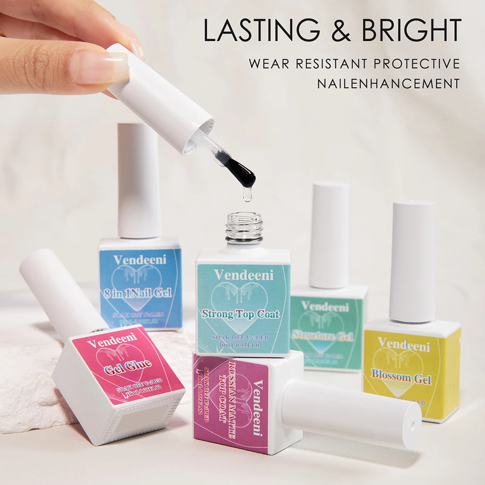 Vendeeni 6 أنواع الأشعة فوق البنفسجية وظيفية هلام طلاء الأظافر 8 في 1 قاعدة معطف الروسية ماتي معطف فوقي مسمار نصائح هلام هيكل هلام زهر هلام #3