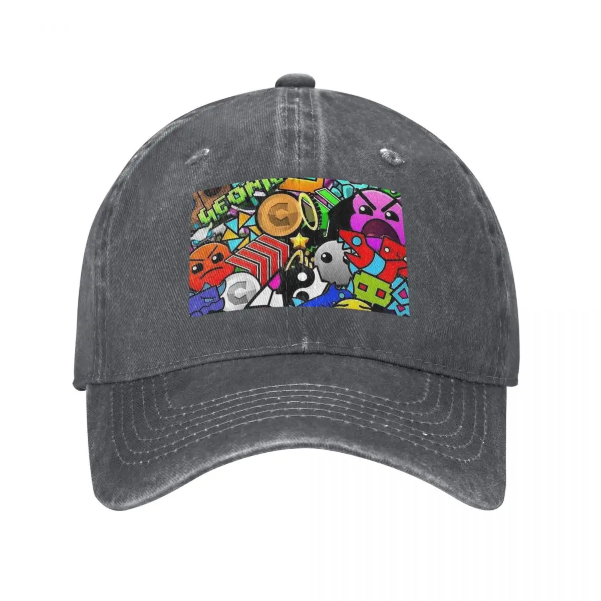 Video Game Geometry DashBaseball Caps Fashion Denim Fabric Hats Outdoor Adjustable Casquette  Baseball Cowboy Hat for Men Women