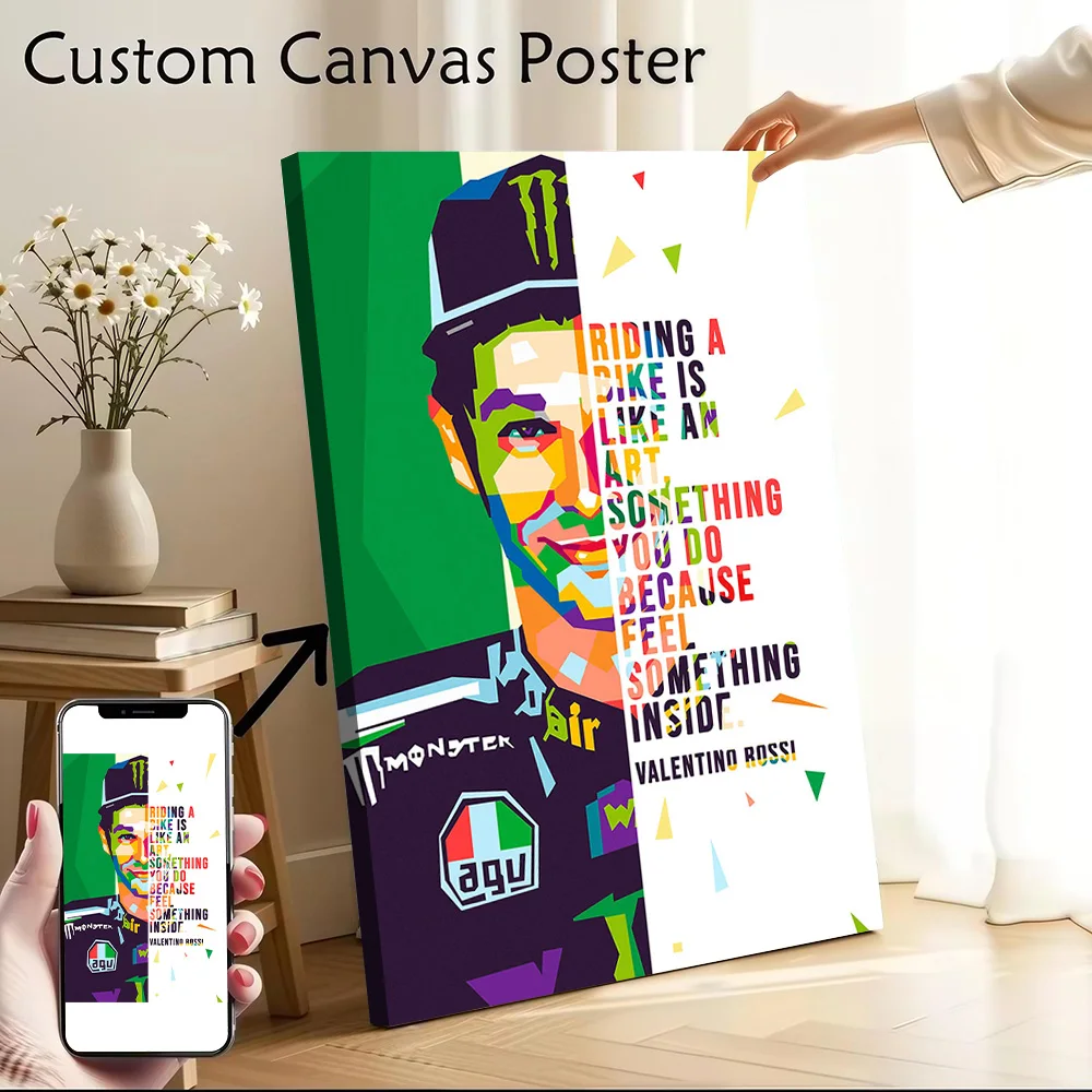 V Rossi Quotes Printed Canvas Wall Art Customizable Paintings Poster Perfect Gift for Decor Living Room Decoration Painting Home