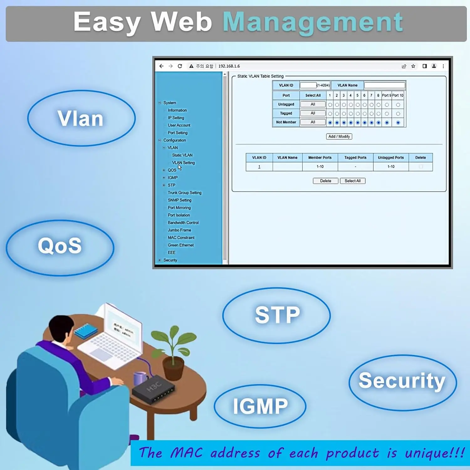 Industrial Managed 8-Port Gigabit PoE+ Switch with 2 SFP Slots, 240W Budget, DIN Rail Mount, Web Managed