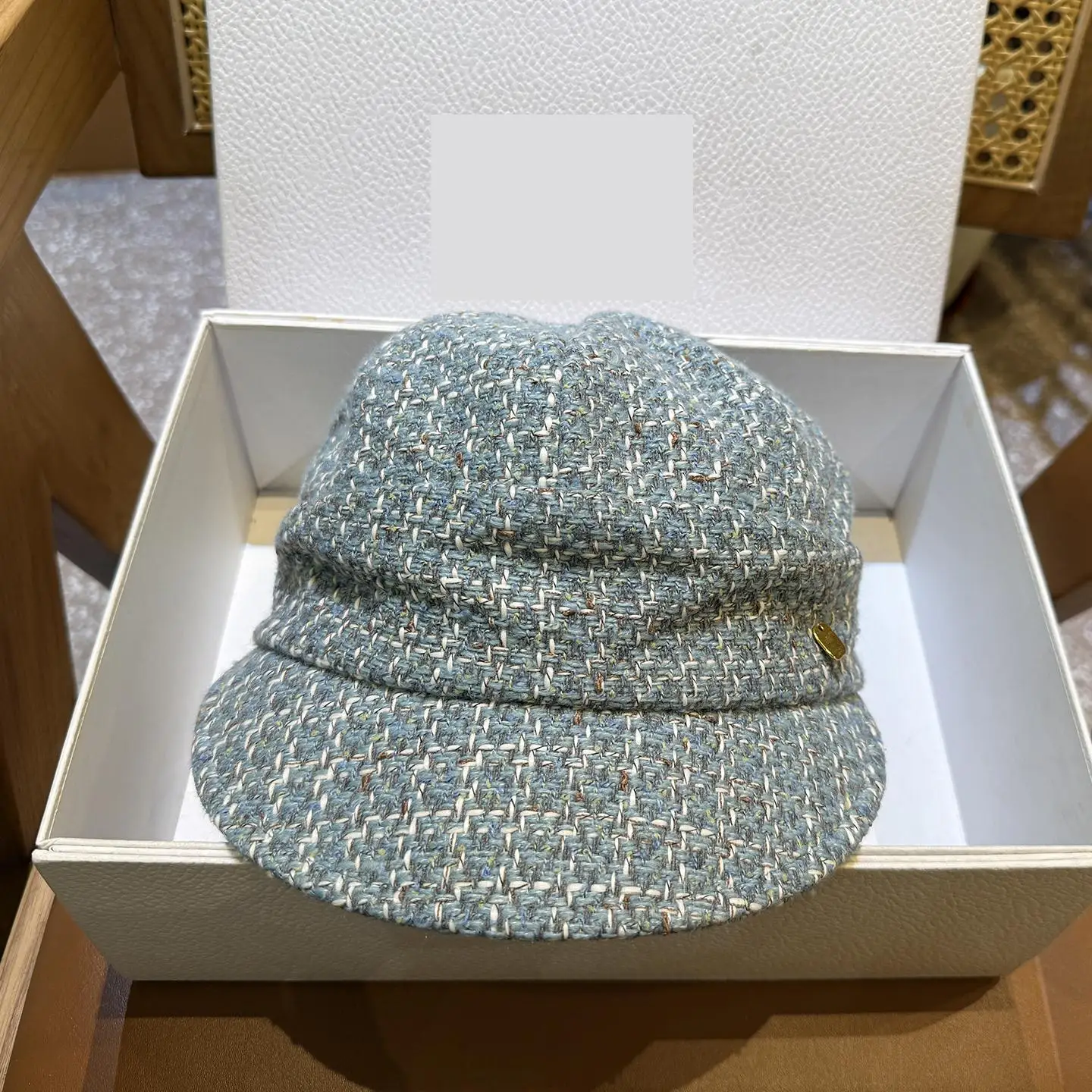 หมวกทรงแปดเหลี่ยมผ้าทวีดวินเทจสำหรับฤดูใบไม้ร่วงและฤดูหนาว