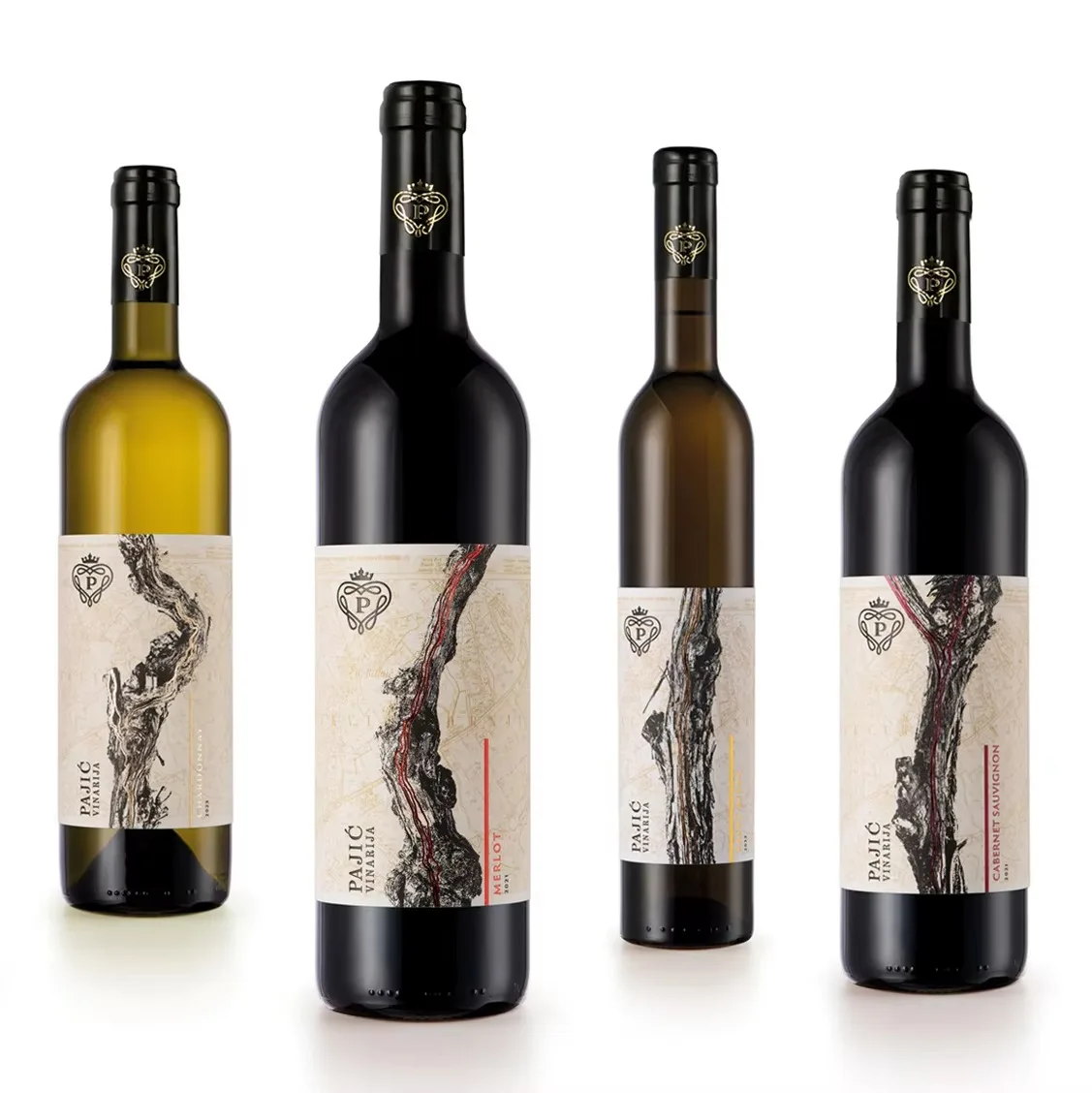 Custom Wine Bottle Labels | Digital Printing with Spot UV | Gold/Green/Red Foil Stamping Adhesive Textured Paper