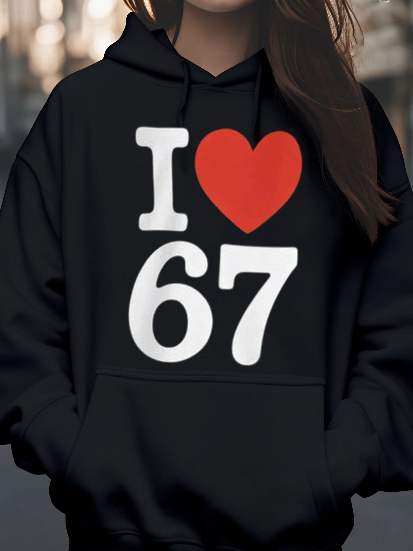 

Толстовка с принтом I Love 67, толстовка на День святого Валентина, повседневная одежда для женщин