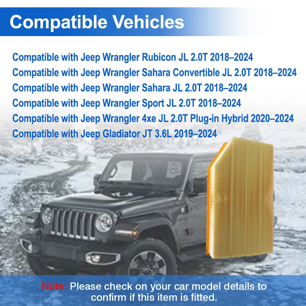 

Автомобильный воздушный фильтр ‎ PA99455 ‎ 68257030AA для 2018-2022 Jeep Wrangler 2020 л 2022 л-Гладиатор л автомобильный воздушный фильтр аксессуары