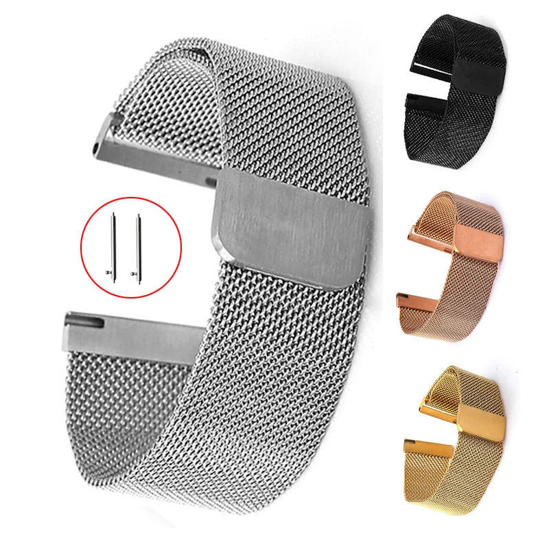 Milanese Loop Strap 18mm 20mm 22mm Magnetisches Edelstahl Schnellverschluss-Armband Universal Smart Watch Band Zubehör