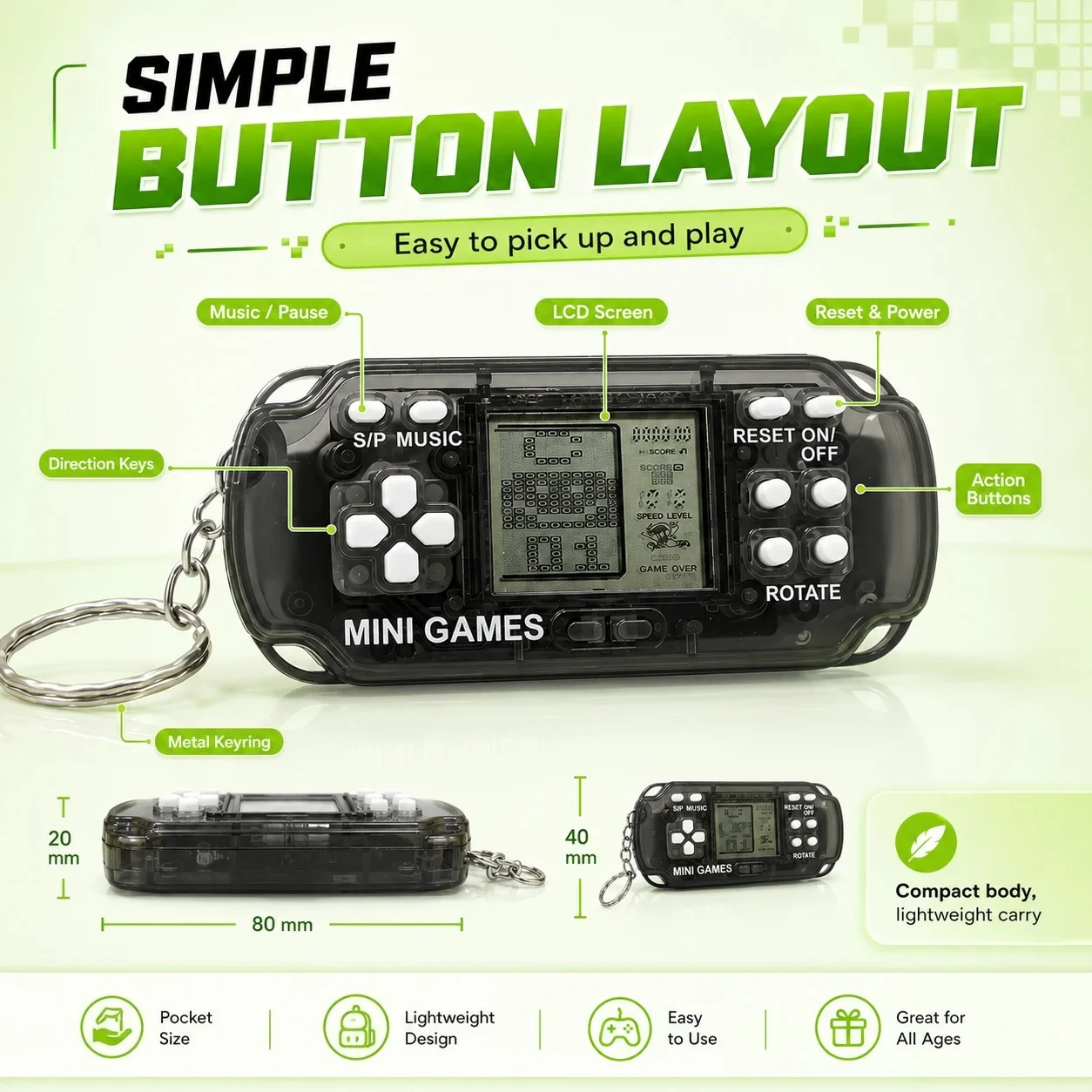 1/2/3 PCS Christmas Portable Mini Game Console Classic Pixel Brick Gaming Device For Party Gift