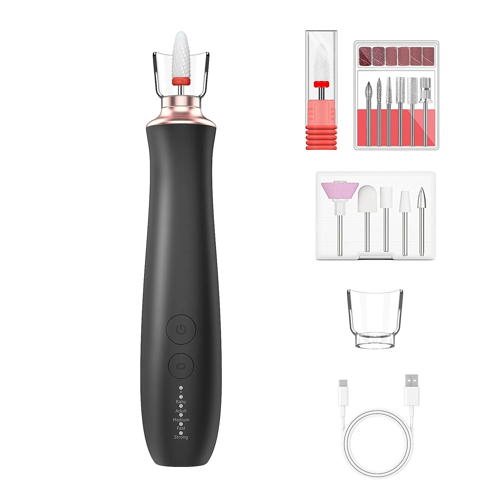 Cordless Professional Nail File Portable Rechargeable Manicure Carbon Brush Quiet Electric Nail Drill Machine Pen Shape