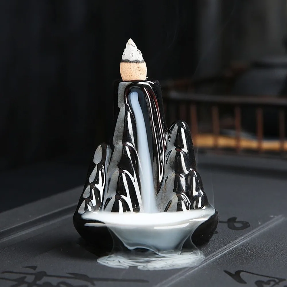 Mini Backflow Incense Burner Zen Decor Chinese Style Lotus Tower Burner Alpine Flowing Water Incense Stick Holder Teahouse Use