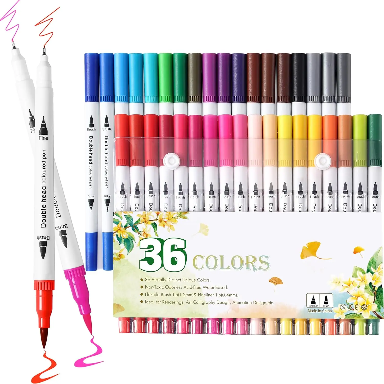 36 Pennarelli a Doppia Punta per Libri da Colorare per Adulti, Lettering e Disegno - Perfetti per Planner, Arte Doodle e Regali per Adolescenti