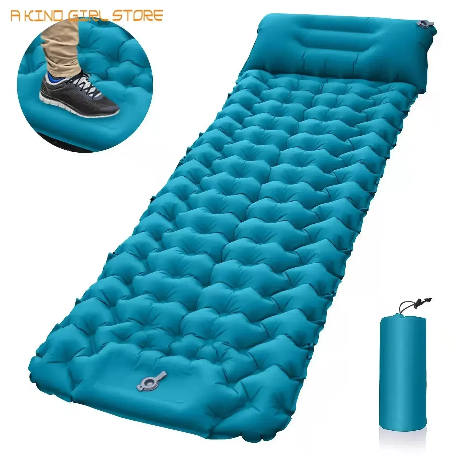 Outdoor Sleeping Pad Camping Inflatable Mattress Outdoor Mat Cushion Pillow Folding Bed Ultralight Air Cushion Hiking Trekking