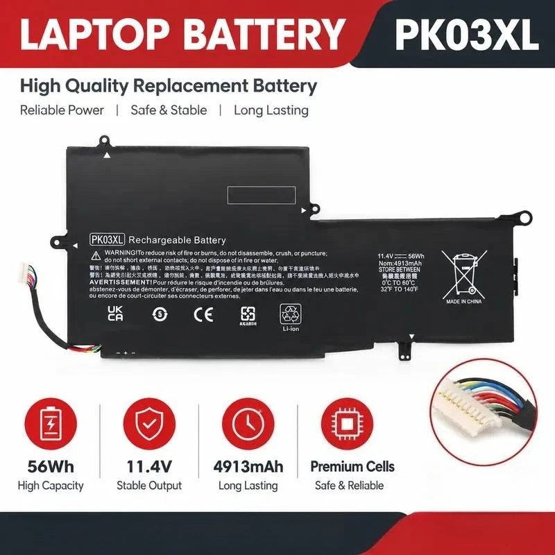 Replacement Laptop Battery for HP Spectre Pro X360 G1 G2 PK03XL TPN-Q157 High Capacity Rechargeable Notebook Power